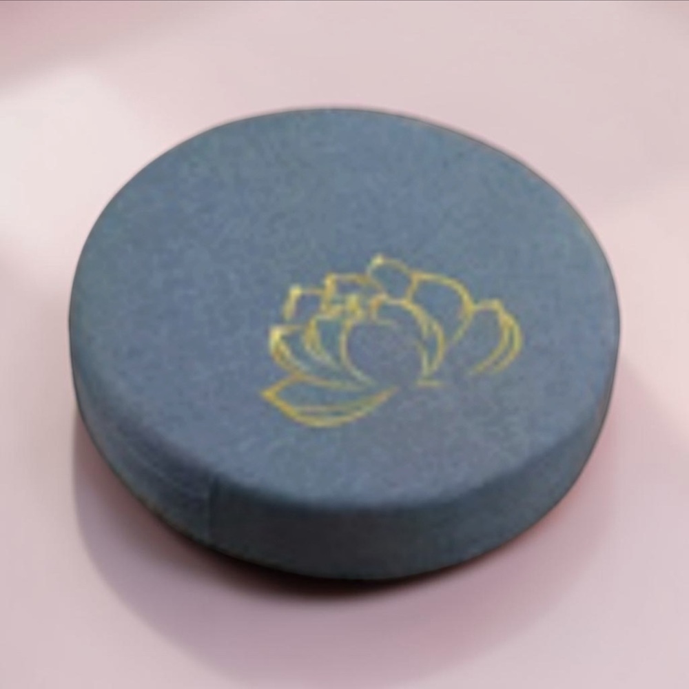 Peace Lotus Blue Meditation Floor Pillow Gold Lotus leaf firm and soothing